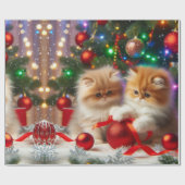 Schattige Kerstmis Perzische Kat Inpakpapier (Vlak)