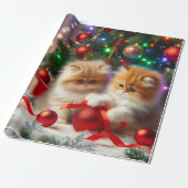 Schattige Kerstmis Perzische Kat Inpakpapier (Uitgerold)