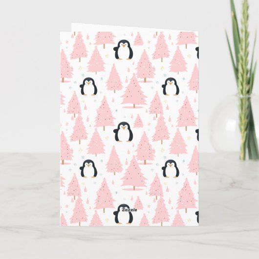 Schattige Kerstmis Pinguïn Grote kleindochter Roze Feestdagen Kaart (Achterkant)