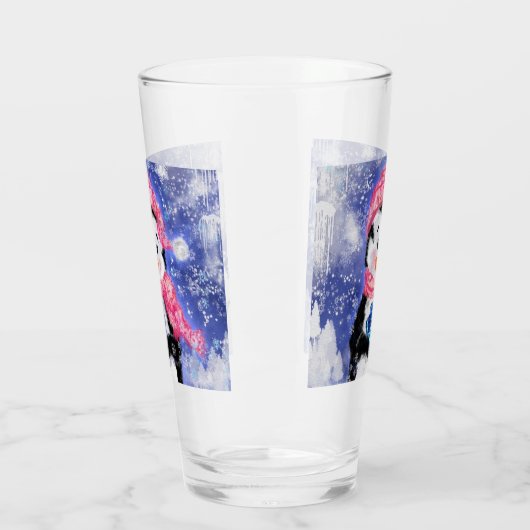 Schattige Kerstmis Pinguïnglas Glas (Links)