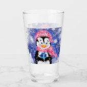 Schattige Kerstmis Pinguïnglas Glas (Voorkant)