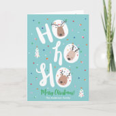 Schattige Kerstmis Rendier met Hohoho tekst Feestdagen Kaart (Voorkant)