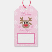 Schattige Kerstmis rendier roze Script naam Girly Cadeaulabel (Achterkant)