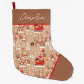 Schattige Kerstmis rendierpatroon gepersonaliseerd Grote Kerstsok (Voorkant)