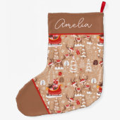 Schattige Kerstmis rendierpatroon gepersonaliseerd Grote Kerstsok (Achterkant)