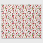 Schattige Kerstmis Rode Kerst Reindeer Cadeaupapier (Vlak)