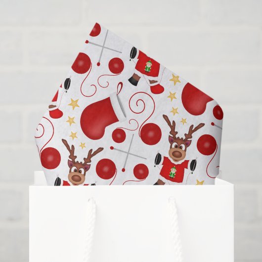 Schattige Kerstmis Rode Kerst Reindeer Tissuepapier (Cadeauzakje)