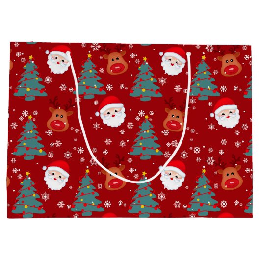 Schattige Kerstmis Santa Reindeer | Kerstmis Groot Cadeauzakje (Achterkant)