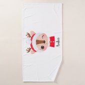 Schattige Kerstmis Santa Rendier Head Badhanddoek (Badhanddoek)