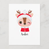 Schattige Kerstmis Santa Rendier Head Briefkaart (Voorkant)