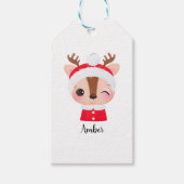 Schattige Kerstmis Santa Rendier Head Cadeaulabel (Voorkant)