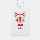 Schattige Kerstmis Santa Rendier Head Cadeaulabel (Achterkant)