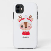 Schattige Kerstmis Santa Rendier Head Case-Mate iPhone Case (Achterkant)