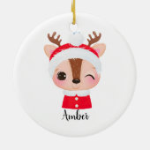 Schattige Kerstmis Santa Rendier Head Keramisch Ornament (Achterkant)