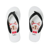 Schattige Kerstmis Santa Rendier Head Kinder Teenslippers (Voetbed)