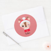 Schattige Kerstmis Santa Rendier Head Ronde Sticker (Envelop)