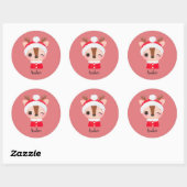 Schattige Kerstmis Santa Rendier Head Ronde Sticker (Vel)