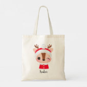 Schattige Kerstmis Santa Rendier Head Tote Bag (Achterkant)