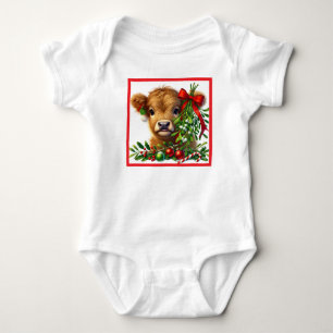 Schattige Kerstmis Schotse Hooglanders Koe  Romper