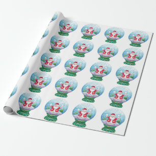 Schattige Kerstmis Sneeuwbol Kerstman, Ster, Vogel Cadeaupapier