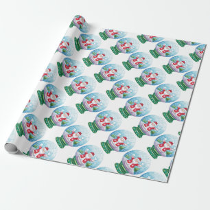 Schattige Kerstmis Sneeuwbol Kerstman, Ster, Vogel Cadeaupapier
