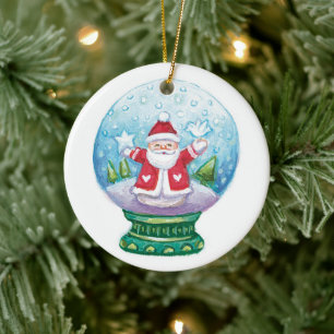 Schattige Kerstmis Sneeuwbol Sinterklaas, Ster, Vo Keramisch Ornament