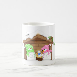 Schattige Kerstmis Sneeuwman Kribbe Koffiemok