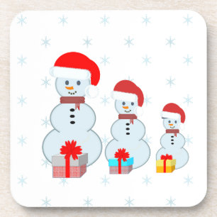 Schattige Kerstmis-sneeuwmannen en sneeuwvlokken Bier Onderzetter