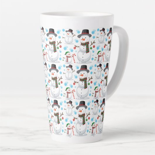 Schattige Kerstmis-sneeuwmannen Latte Mok (Rechterhoek)