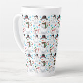 Schattige Kerstmis-sneeuwmannen Latte Mok (Linkerhoek)