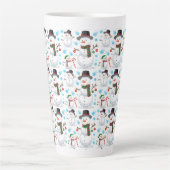 Schattige Kerstmis-sneeuwmannen Latte Mok (Voorkant)