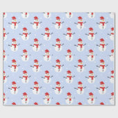 Schattige Kerstmis Sneeuwmanpatronen Feestelijk Cadeaupapier (Vlak)