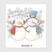 Schattige Kerstmis sneeuwpaar snoep koekje huis ti Sticker (Vel)