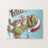Schattige Kerstmis snoepriet dinosaurus Legpuzzel (Horizontaal)