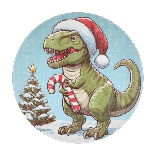 Schattige Kerstmis snoepriet dinosaurus Snijplank (Voorkant)