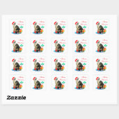 Schattige Kerstmis Tabby Kat Vierkante Sticker (Vel)