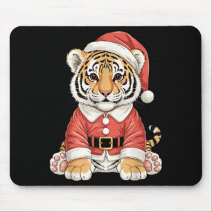Schattige Kerstmis Tijger Kerstman Safari Dier Muismat