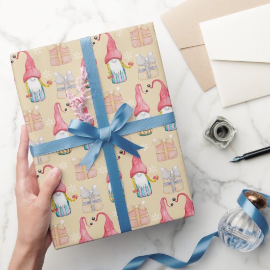 Schattige Kerstmis Vintage Kabouters Cadeaupapier (Geschenken)