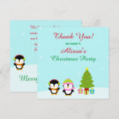 Schattige Kerstmis Winter Pinguïns en Boom Bedankkaart (Voorkant / Achterkant)