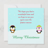 Schattige Kerstmis Winter Pinguïns en Boom Bedankkaart (Achterkant)