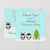 Schattige Kerstmis Winter Pinguïns en Boom Bedankkaart (Voorkant / Achterkant)