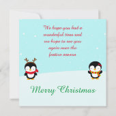 Schattige Kerstmis Winter Pinguïns en Boom Bedankkaart (Achterkant)
