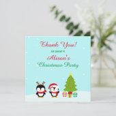 Schattige Kerstmis Winter Pinguïns en Boom Bedankkaart (Staand voorkant)