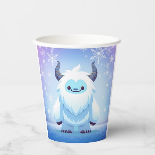 Schattige Kerstmis/winter yeti Papieren Bekers (Voorkant)