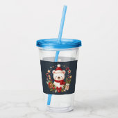 Schattige Kerstmis/Winterbeer in krans Acryl Drinkbeker (Achterkant)