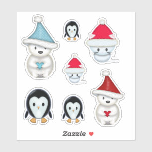 Schattige Kerstmis Winterdieren Sticker