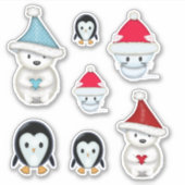 Schattige Kerstmis Winterdieren Sticker (Voorkant)