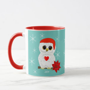 Schattige Kerstmis Witte Uil & Sneeuwvlokken Mok