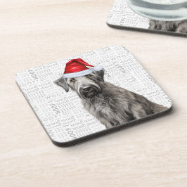 Schattige Kerstmis Wolfshond Hond Woof Woord Kunst Bier Onderzetter