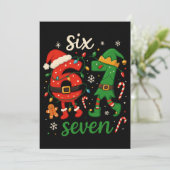 Schattige Kerstmis Zes Zeven Meme Feestdagenkaart (Staand voorkant)